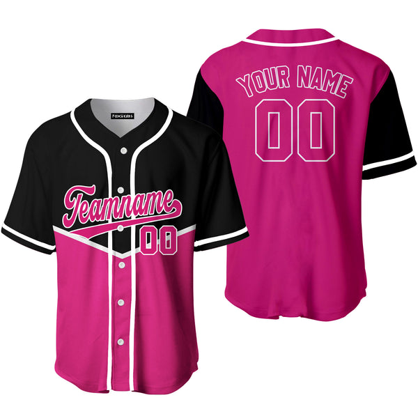 Custom Pink Pink-White Raglan Sleeves Baseball Jersey