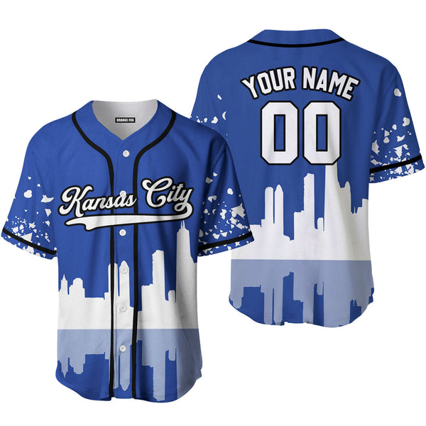 Kansas City Blue White Black Custom Name Baseball Jerseys For Men & Women