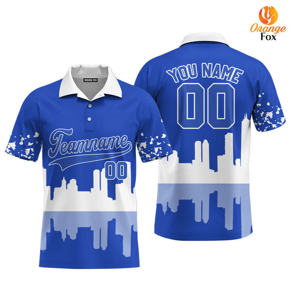 Kansas City Blue White Custom Polo Shirt For Men