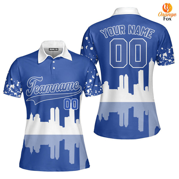 Kansas City Blue White Custom Polo Shirt For Women