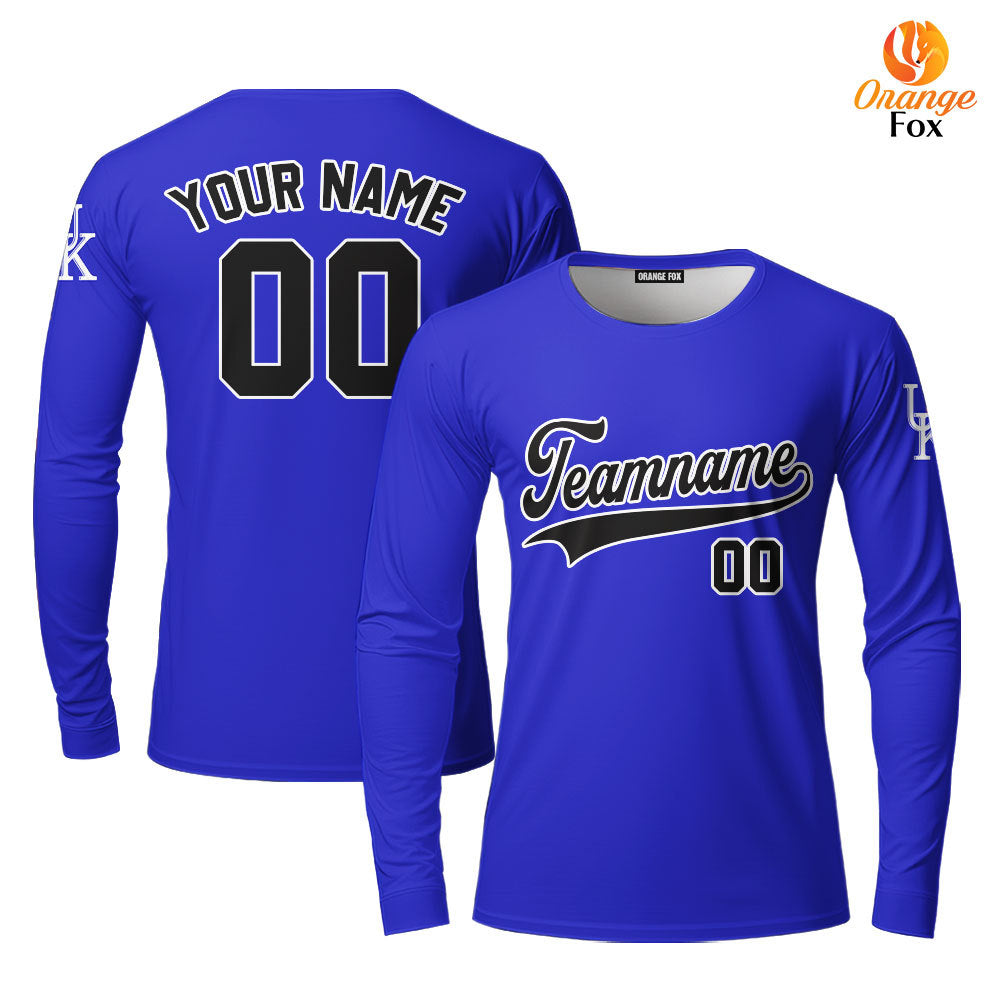 Kentucky Blue Black White Custom Long Sleeve T-Shirt For Men & Women