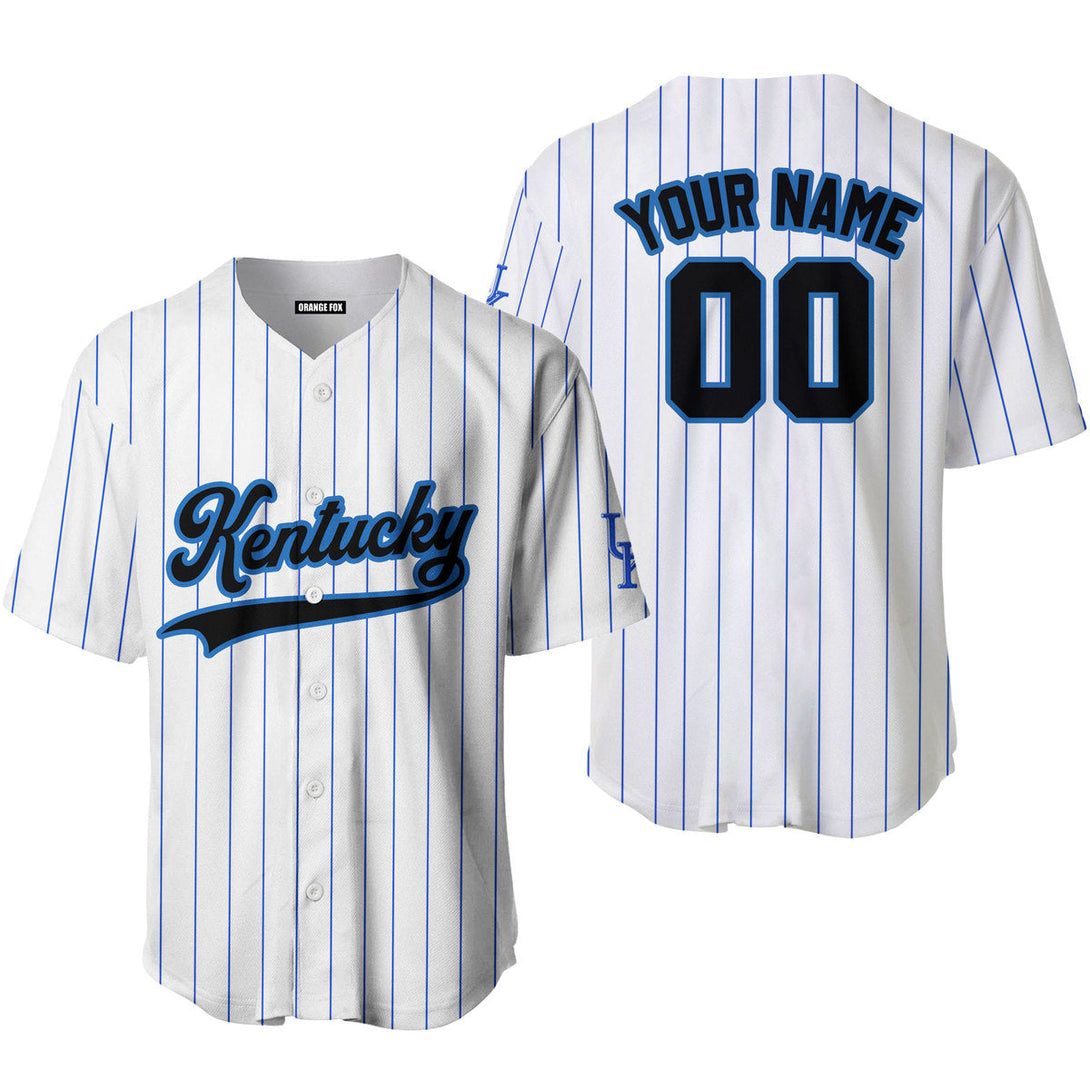 Kentucky Blue Striped White Black Blue Custom Name Baseball Jerseys For Men & Women