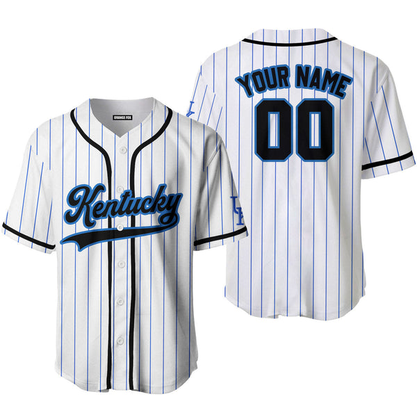 Kentucky Blue Striped White Black Blue Custom Name Baseball Jerseys For Men & Women