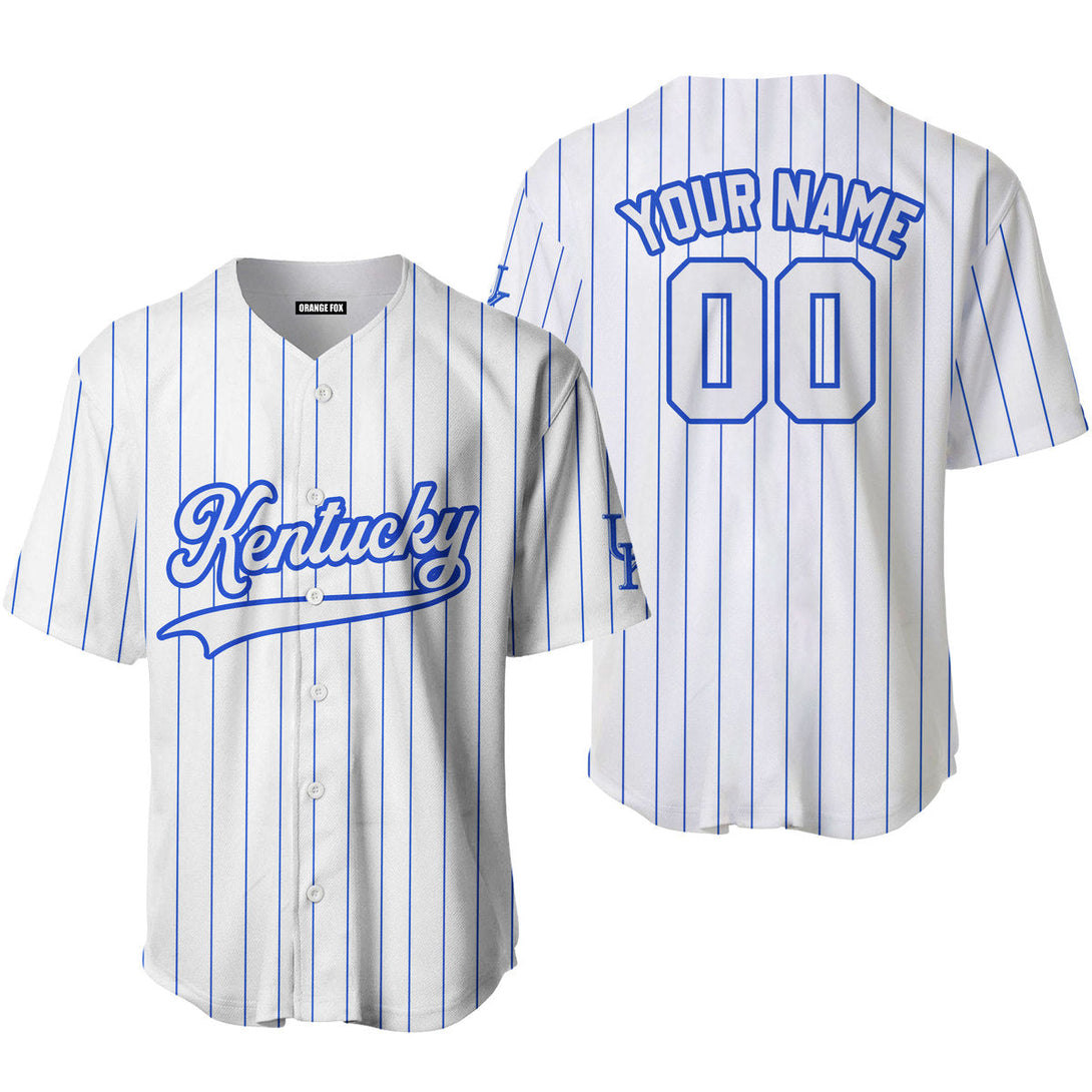 Kentucky Blue Striped White Blue Custom Name Baseball Jerseys For Men & Women