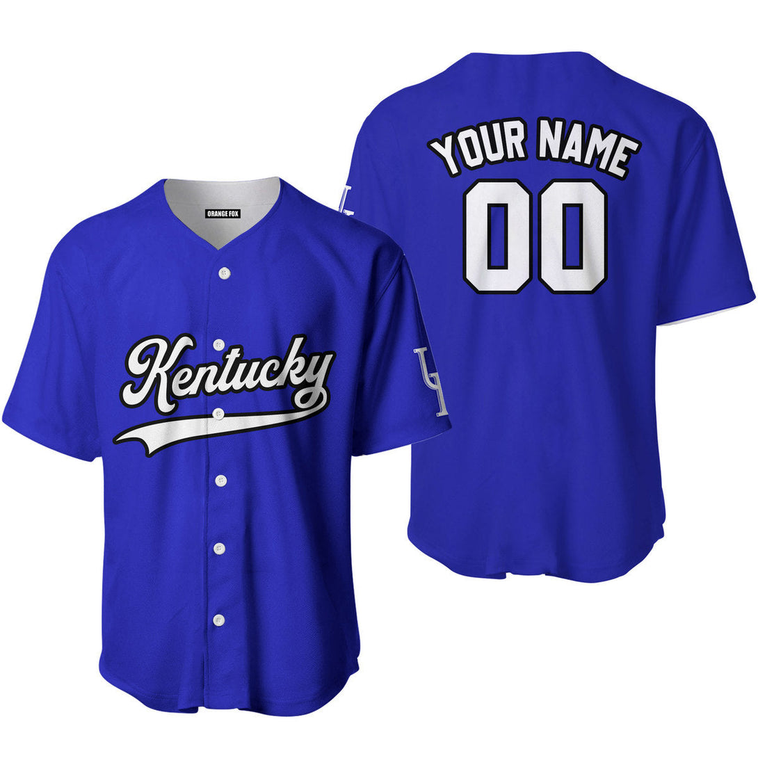 Kentucky Blue White Black Custom Name Baseball Jerseys For Men & Women