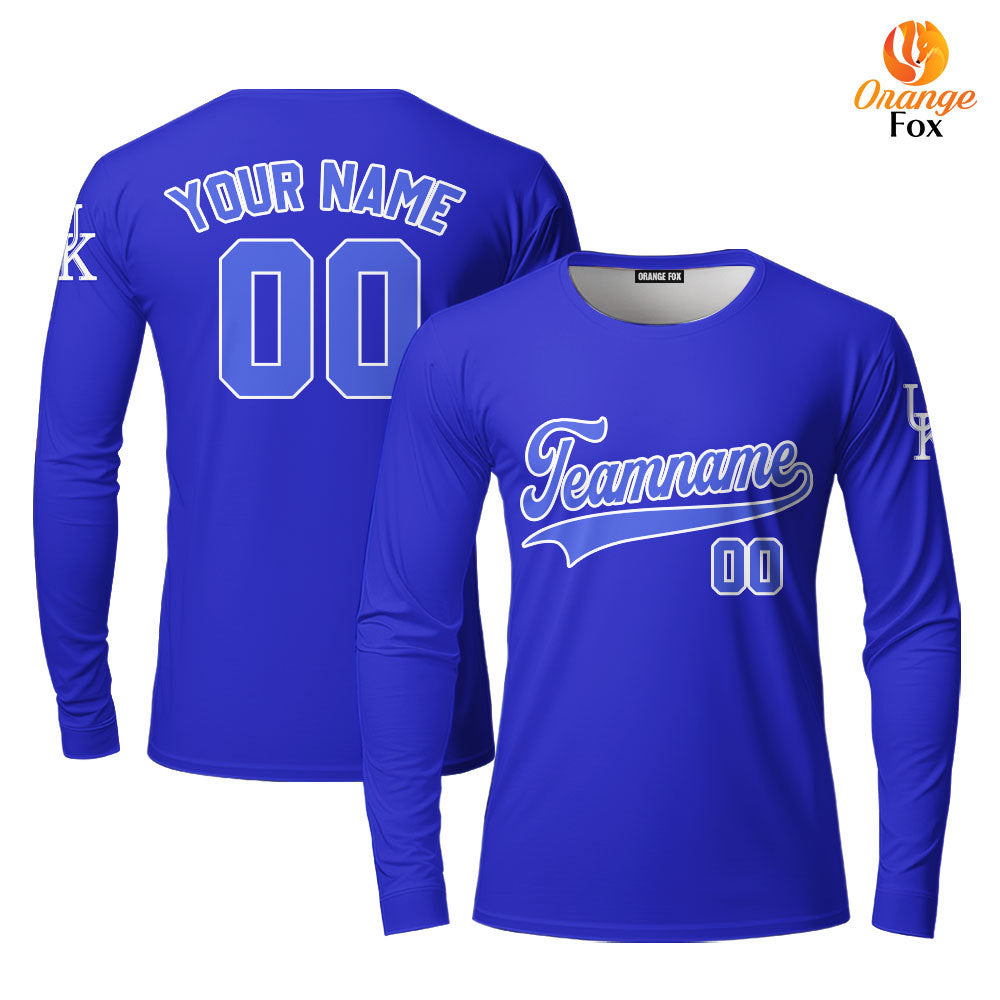 Kentucky Blue White Custom Long Sleeve T-Shirt For Men & Women