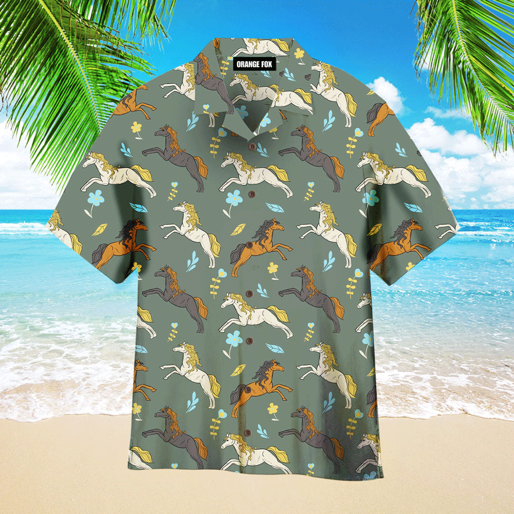 Kentucky Derby Day Racing Horse Flower Gray Hawaiian Shirt For Men And Women WH1158