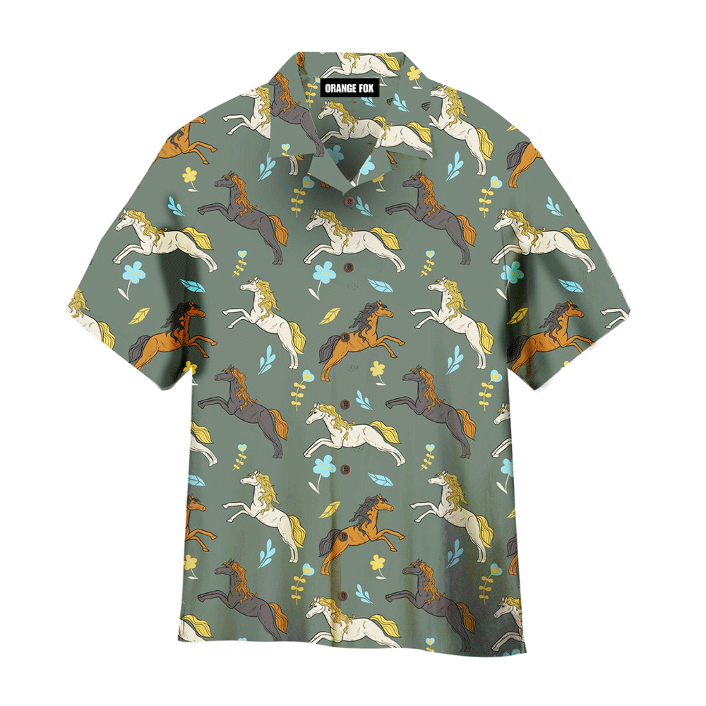 Kentucky Derby Day Racing Horse Flower Gray Hawaiian Shirt For Men And Women WH1158