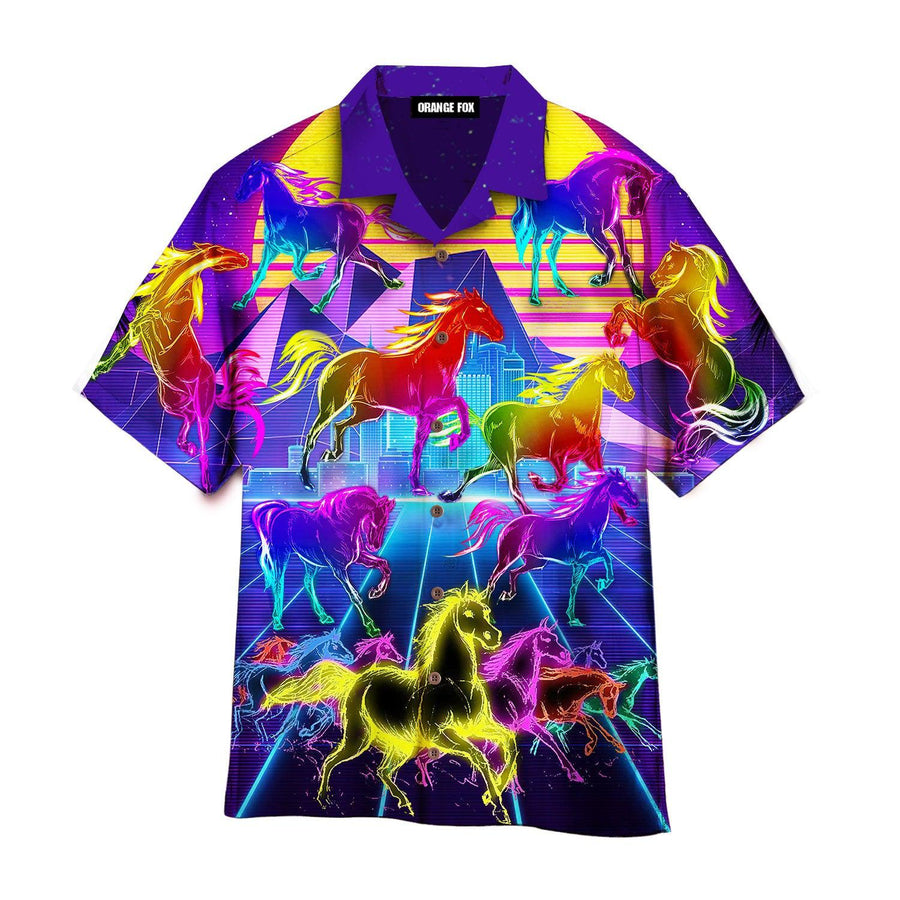 Kentucky Derby Horse Racing Neon Hawaiian Shirt For Men & Women