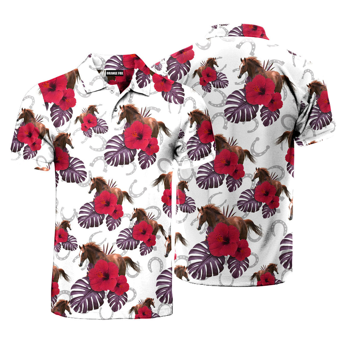 Kentucky Derby New Flower Horse Red Polo Shirt For Men