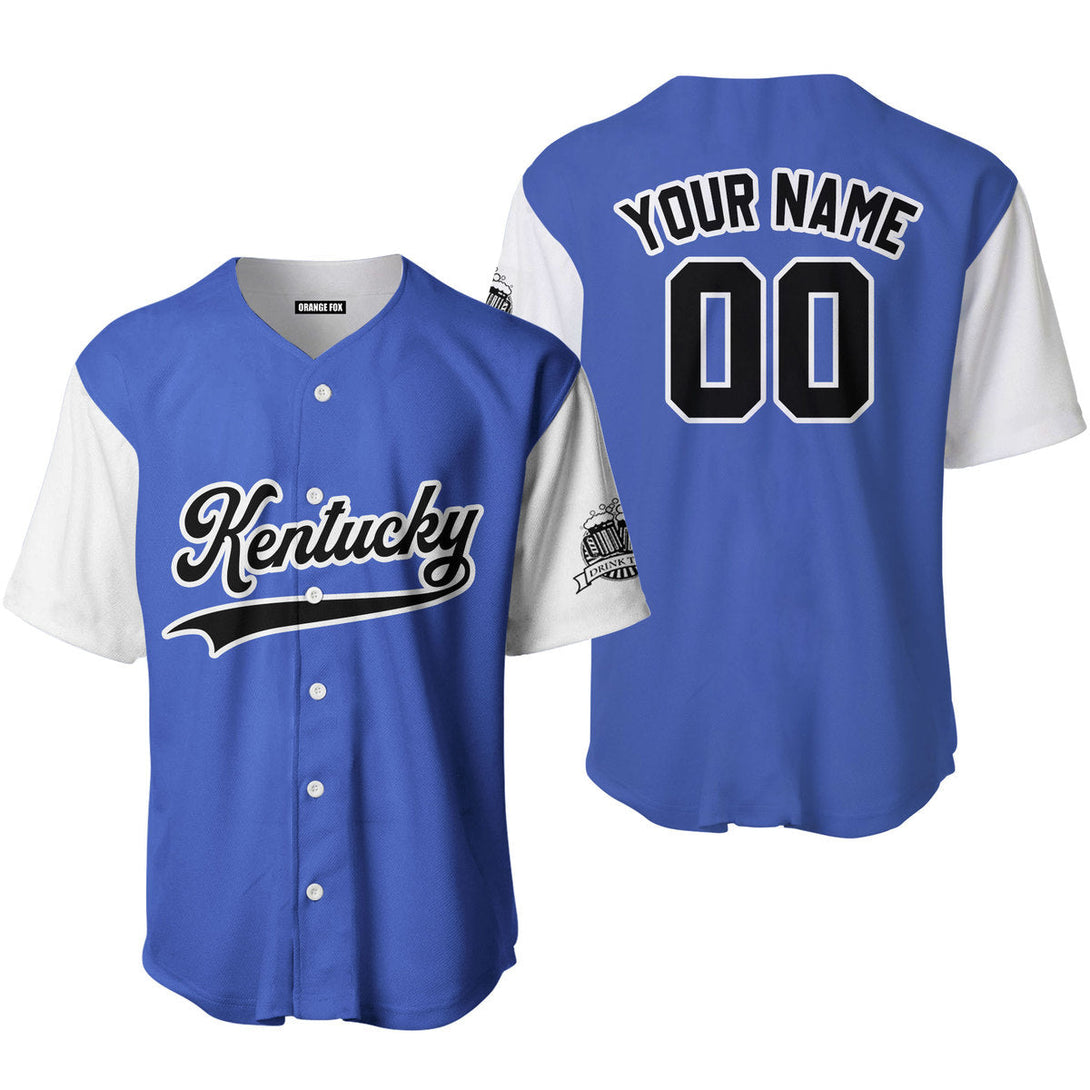 Kentucky Drink Blue Black White Custom Name Baseball Jerseys For Men & Women