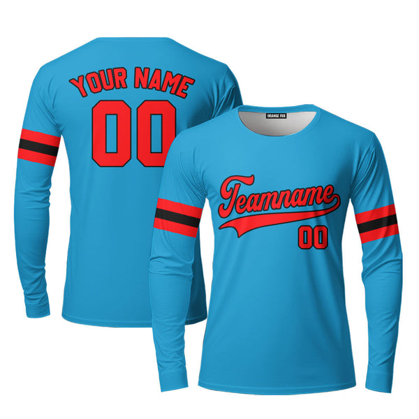 Custom Blue Red Custom Long Sleeve T-Shirt For Men & Women