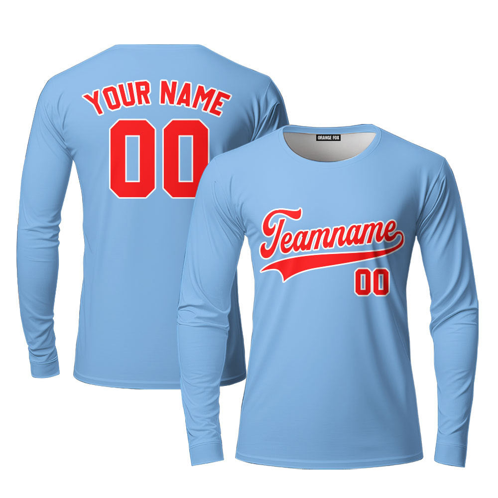 Light Blue Purple - White Custom Long Sleeve T-Shirt For Men & Women