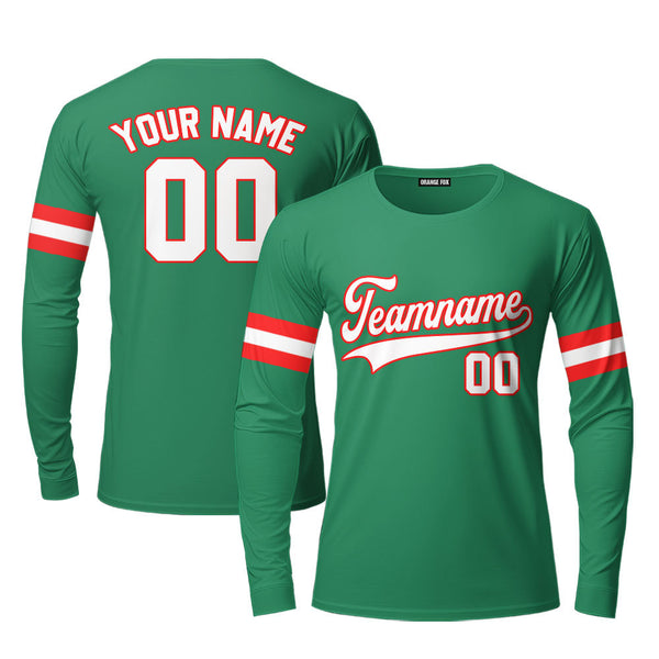 Custom Green And White Gray Custom Long Sleeve T-Shirt For Men & Women