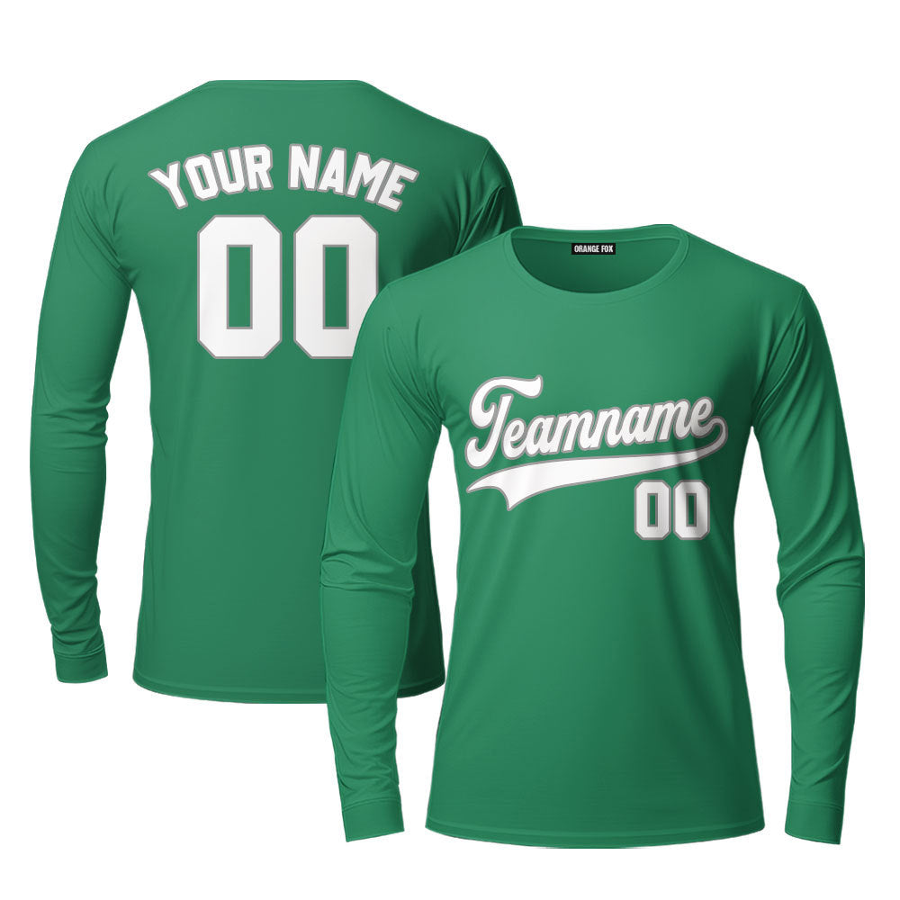 Custom Green And White Red Custom Long Sleeve T-Shirt For Men & Women