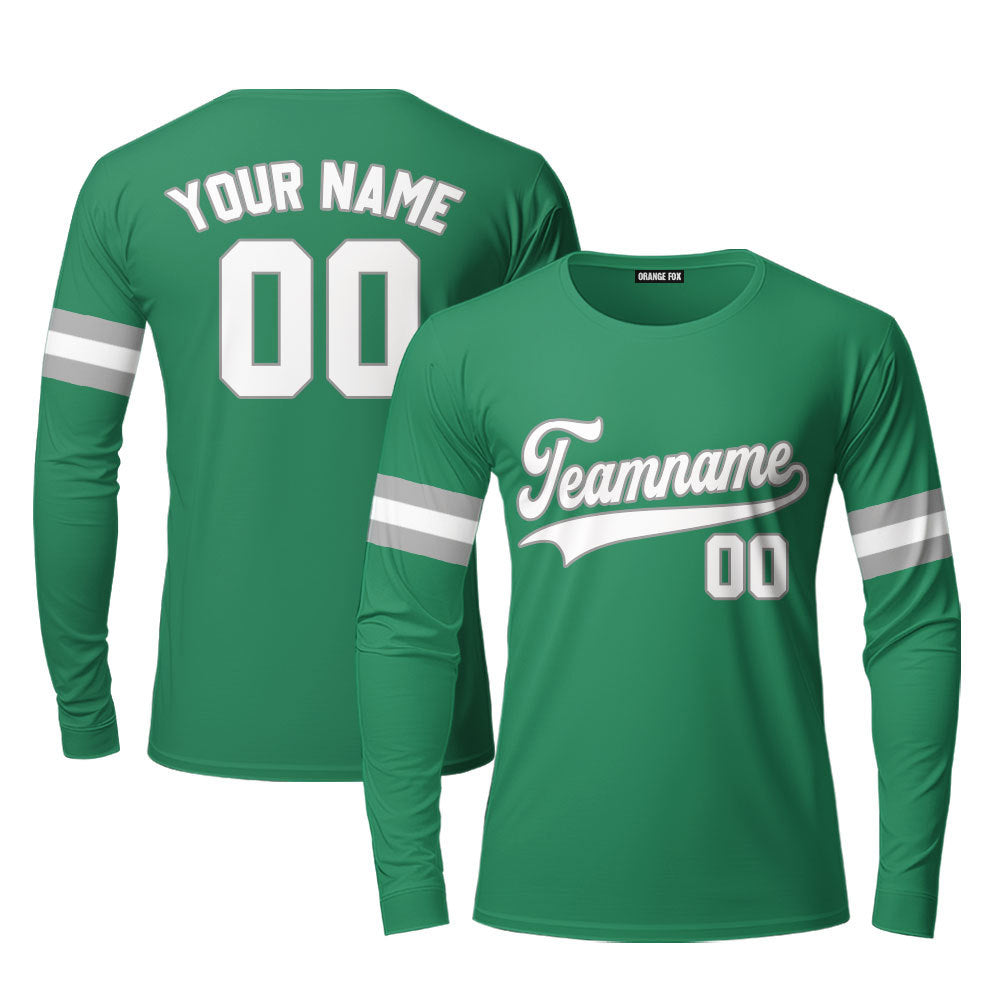 Custom Green And White Red Custom Long Sleeve T-Shirt For Men & Women