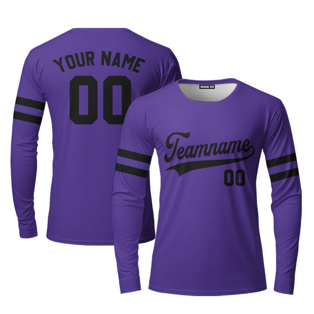 Custom Black And Purple Custom Long Sleeve T-Shirt For Men & Women