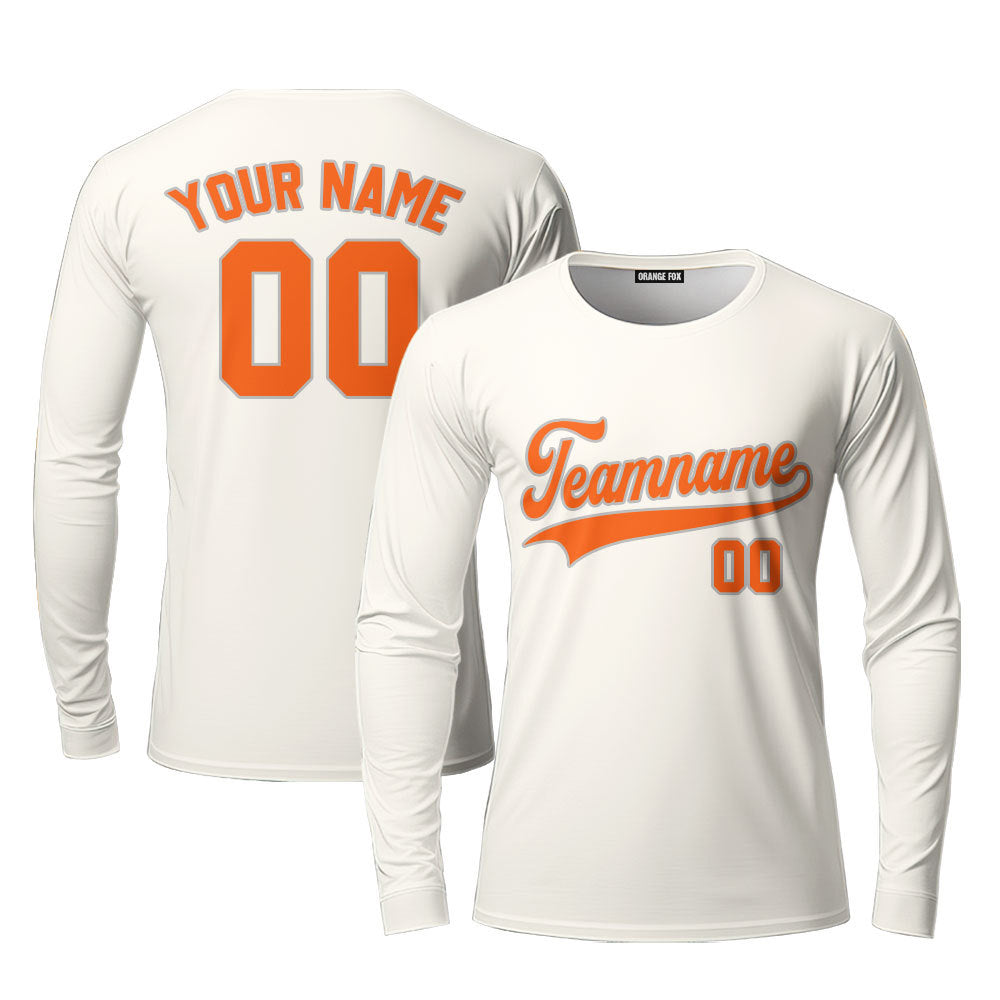 Custom Cream Orange White Custom Long Sleeve T-Shirt For Men & Women