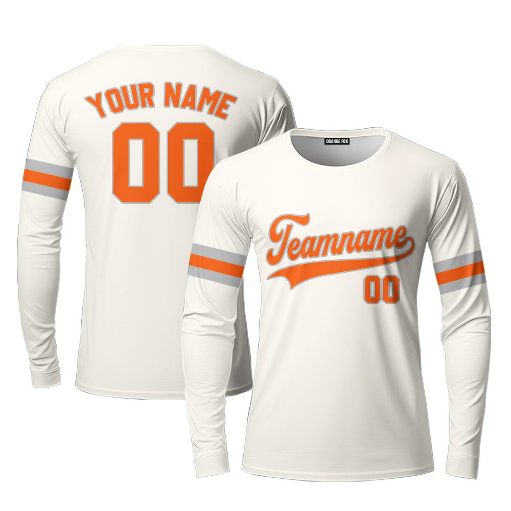 Custom Cream Orange White Custom Long Sleeve T-Shirt For Men & Women