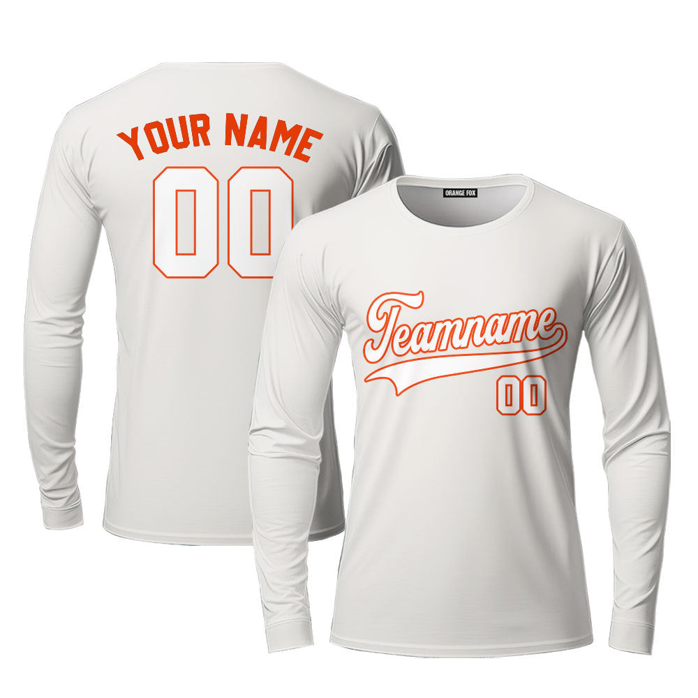 Custom White Orange Cream Custom Long Sleeve T-Shirt For Men & Women