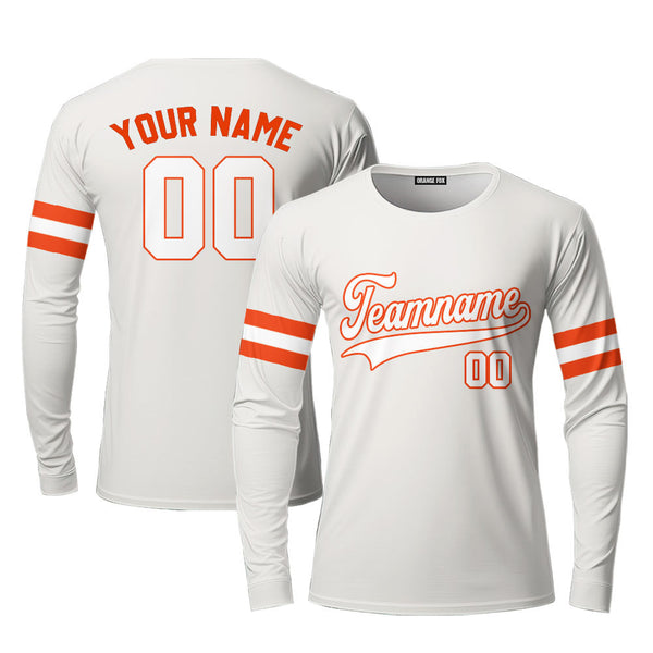 Custom White Orange Cream Custom Long Sleeve T-Shirt For Men & Women