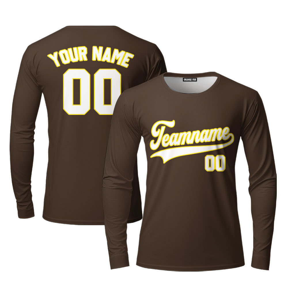 Custom Brown White - Yellow Custom Long Sleeve T-Shirt For Men & Women