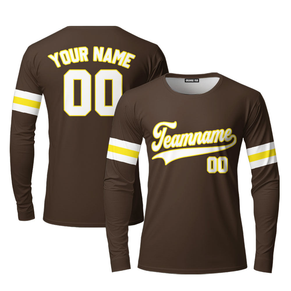 Custom Brown White - Yellow Custom Long Sleeve T-Shirt For Men & Women