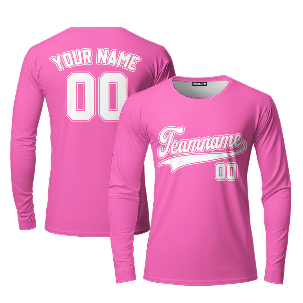 Custom White And Pink Custom Long Sleeve T-Shirt For Men & Women