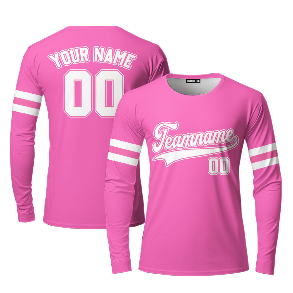 Custom White And Pink Custom Long Sleeve T-Shirt For Men & Women