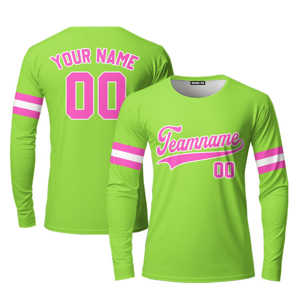 Custom Neon Green Pink - White Custom Long Sleeve T-Shirt For Men & Women