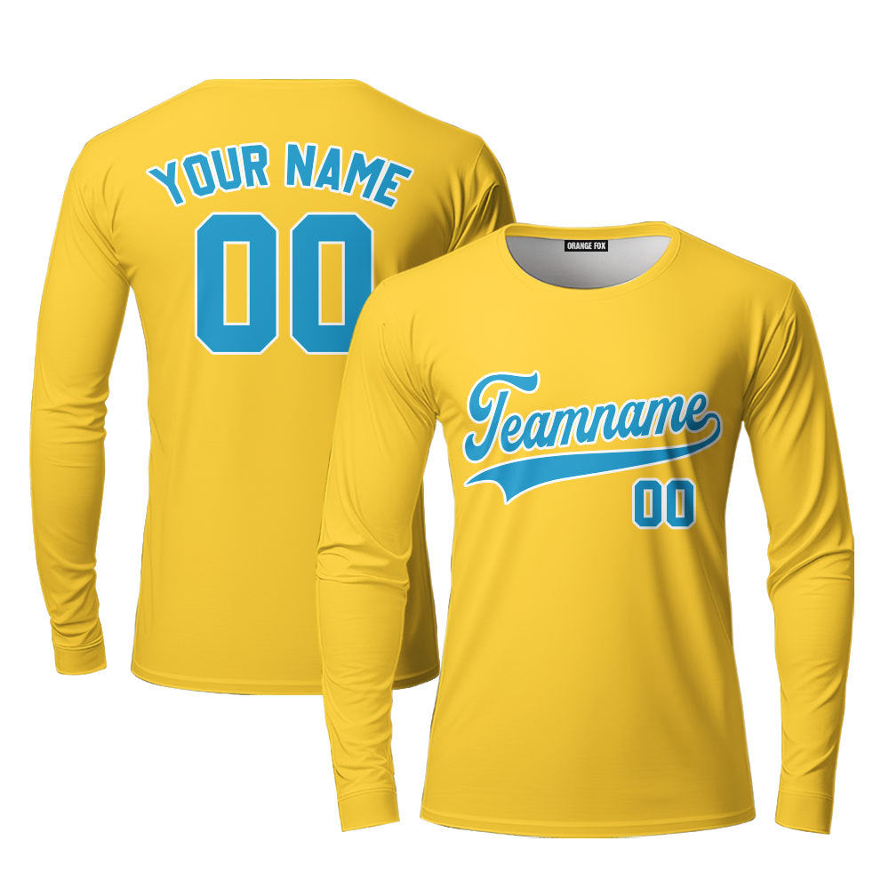 Custom Blue White And Gold Custom Long Sleeve T-Shirt For Men & Women