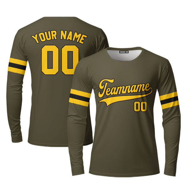 Custom Olive Gold - White Custom Long Sleeve T-Shirt For Men & Women