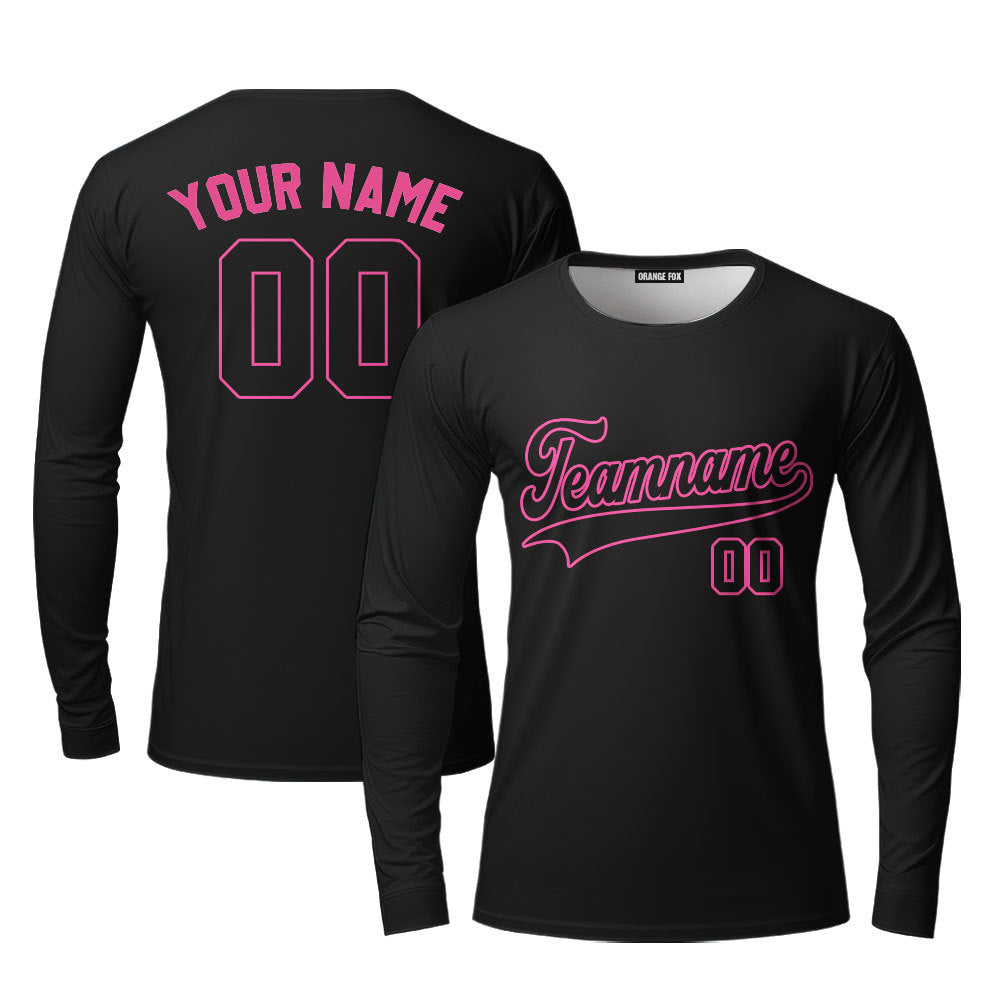 Custom Black Pink Custom Long Sleeve T-Shirt For Men & Women