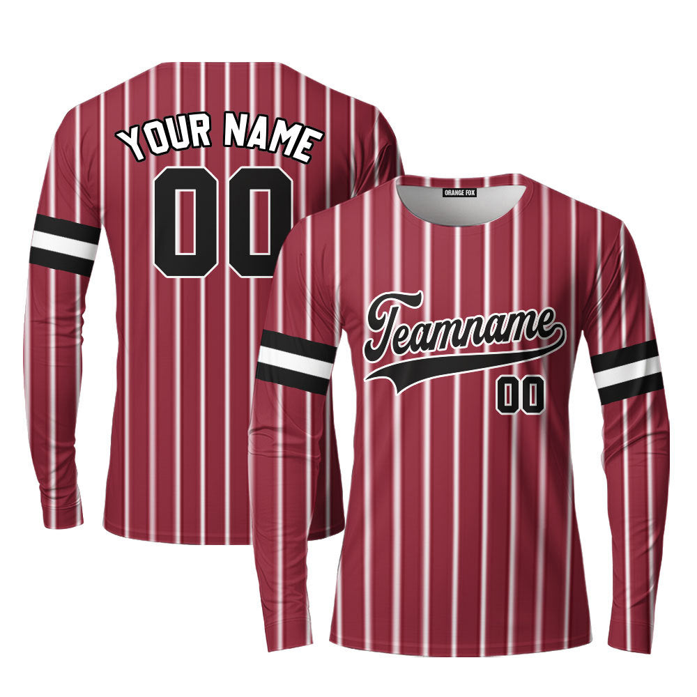 Custom Crimson White Pinstripe Black Yellow Custom Long Sleeve T-Shirt For Men & Women