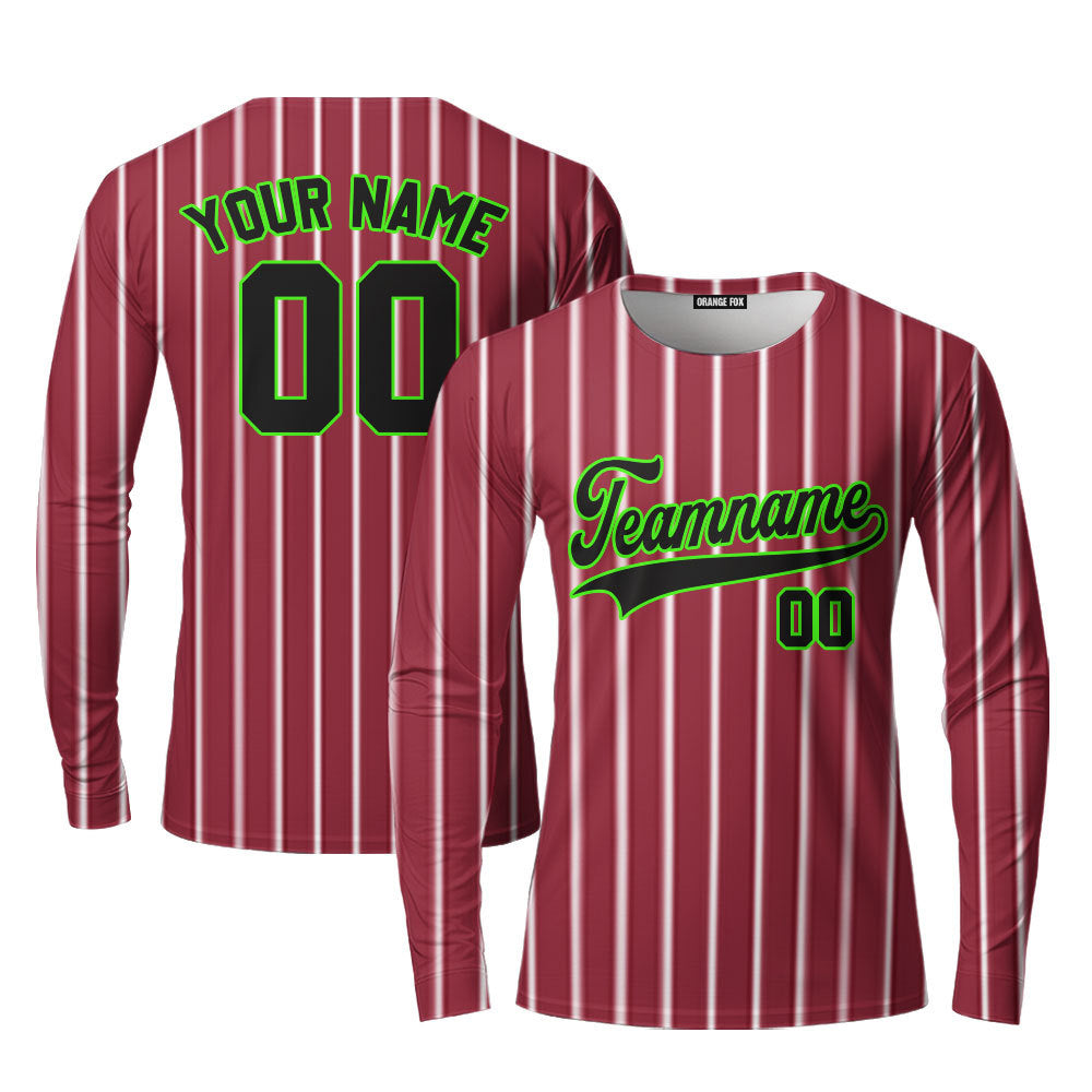 Custom Crimson White Pinstripe Black Green Custom Long Sleeve T-Shirt For Men & Women