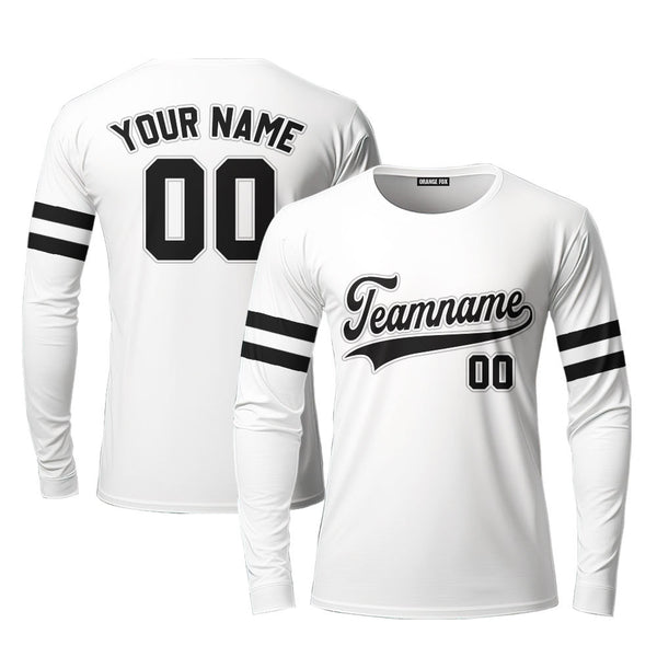 Custom White Black Custom Long Sleeve T-Shirt For Men & Women