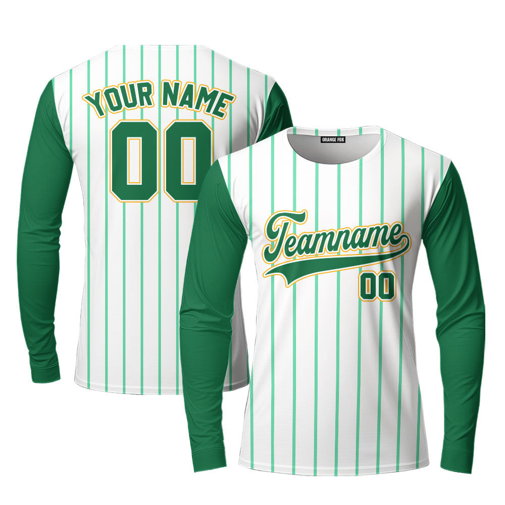 Custom Kelly Green White Raglan Green Yellow Custom Long Sleeve T-Shirt For Men & Women