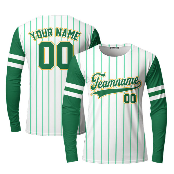 Custom Kelly Green White Raglan Green Yellow Custom Long Sleeve T-Shirt For Men & Women