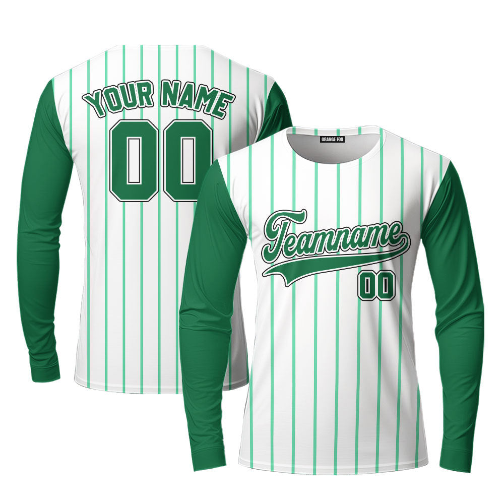 Custom Kelly Green White Raglan Green Black Custom Long Sleeve T-Shirt For Men & Women