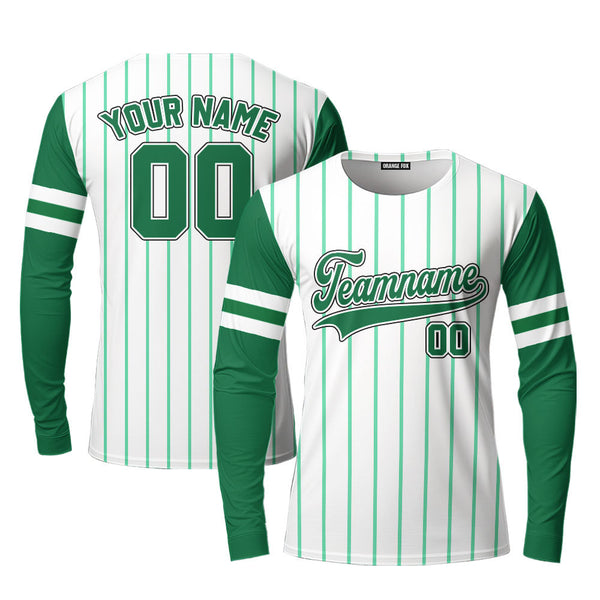 Custom Kelly Green White Raglan Green Black Custom Long Sleeve T-Shirt For Men & Women