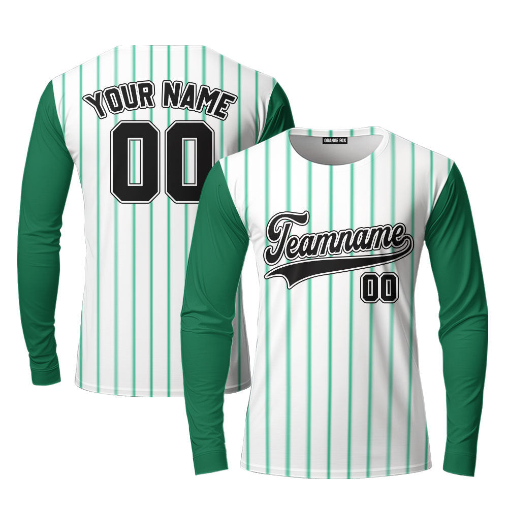 Custom Green White Raglan Black Green Custom Long Sleeve T-Shirt For Men & Women