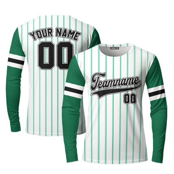 Custom Green White Raglan Black Green Custom Long Sleeve T-Shirt For Men & Women