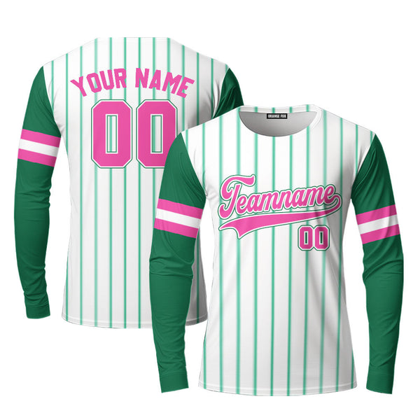 Custom Green White Raglan Pink Black Custom Long Sleeve T-Shirt For Men & Women