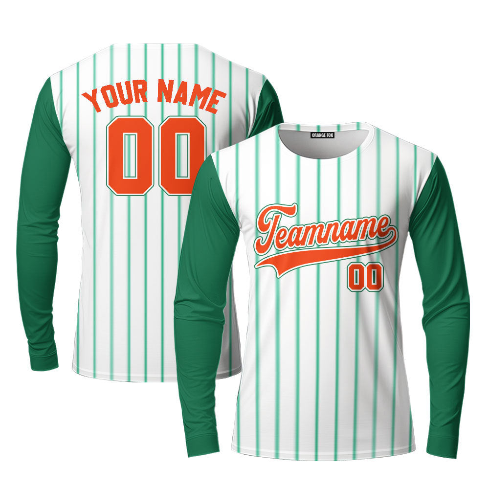 Custom Green White Raglan Red Green Custom Long Sleeve T-Shirt For Men & Women