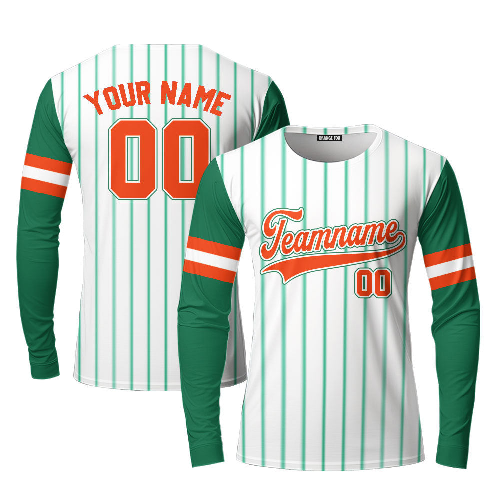 Custom Green White Raglan Red Green Custom Long Sleeve T-Shirt For Men & Women