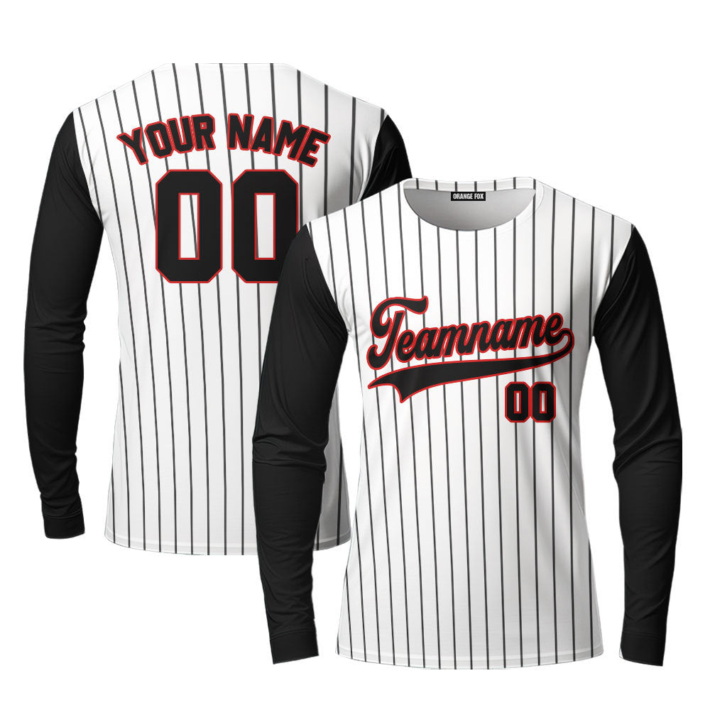 Custom Royal Cream Pinstripe Black Red Raglan Sleeves Custom Long Sleeve T-Shirt For Men & Women