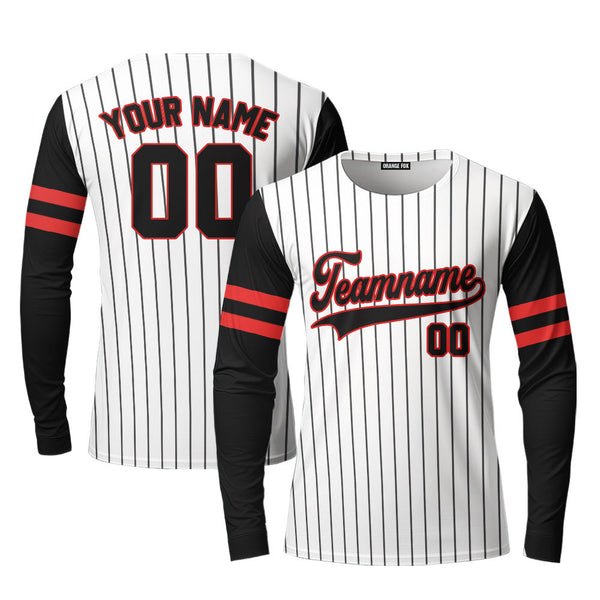 Custom Royal Cream Pinstripe Black Red Raglan Sleeves Custom Long Sleeve T-Shirt For Men & Women