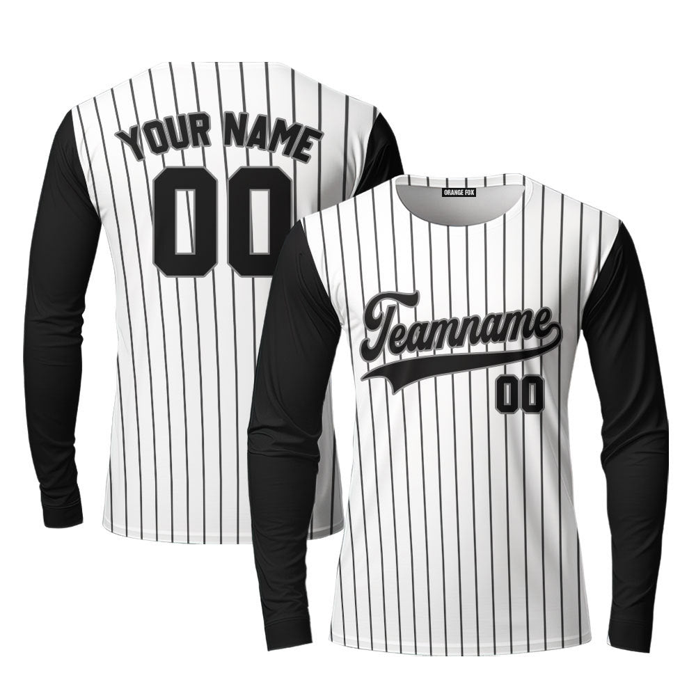 Custom Royal Cream Pinstripe Black Yellow Raglan Sleeves Custom Long Sleeve T-Shirt For Men & Women