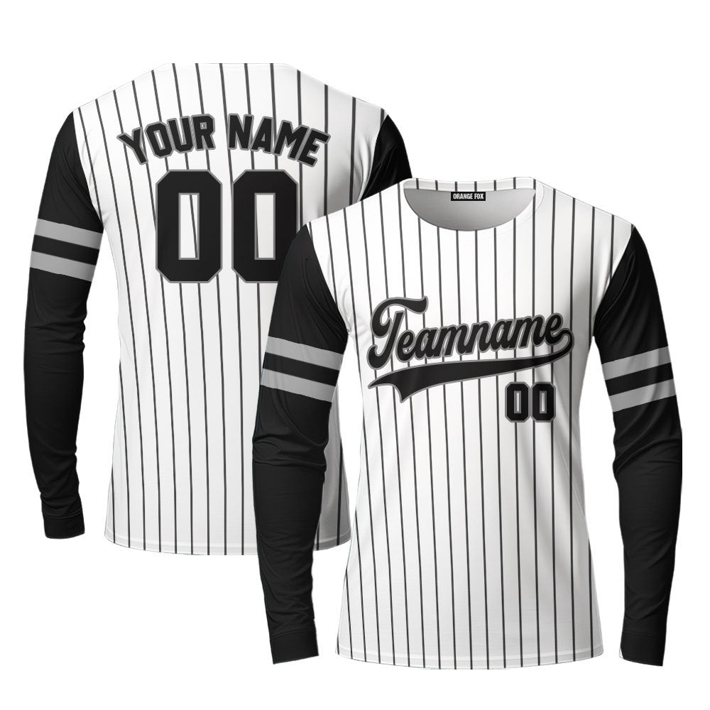 Custom Royal Cream Pinstripe Black Yellow Raglan Sleeves Custom Long Sleeve T-Shirt For Men & Women