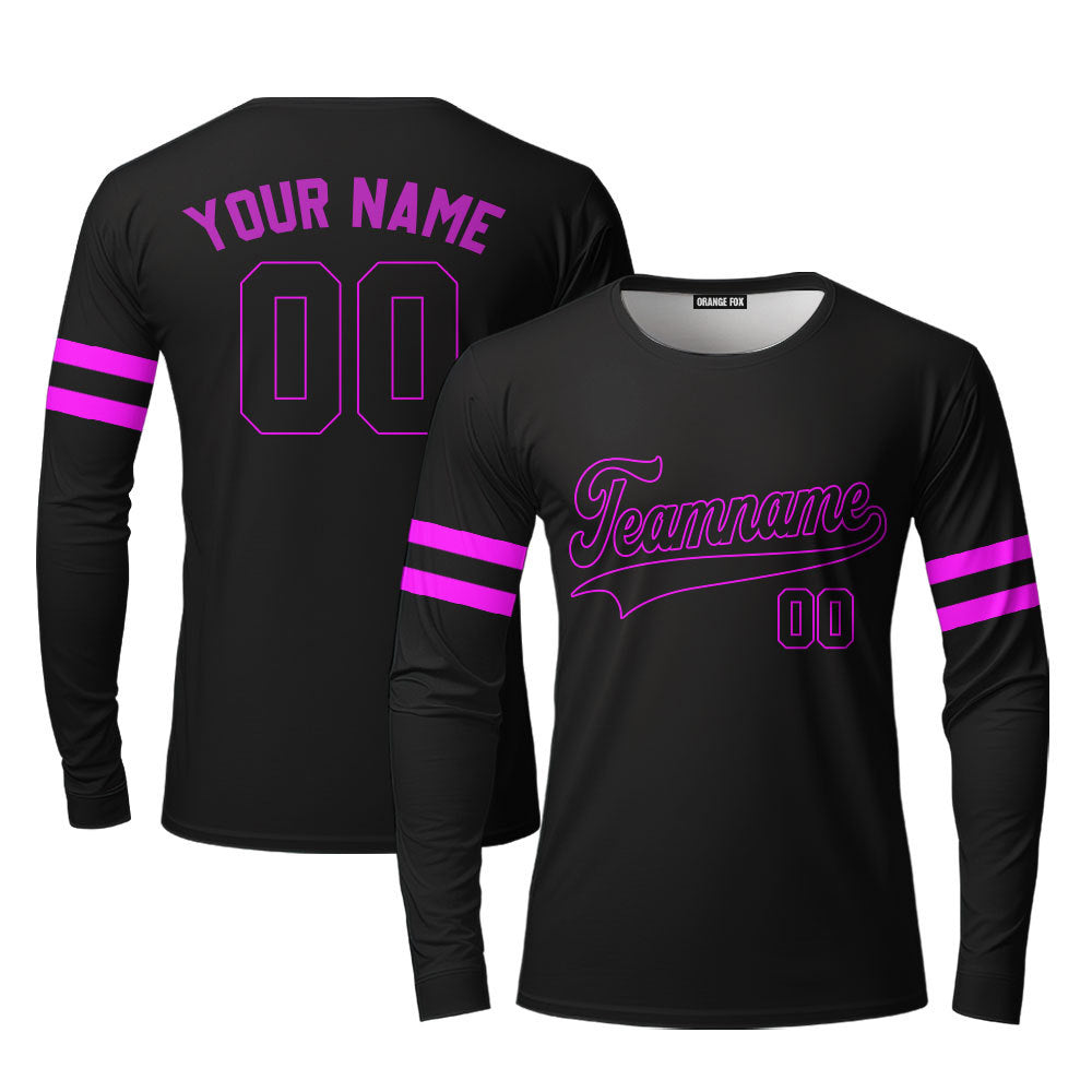 Custom Black Purple Custom Long Sleeve T-Shirt For Men & Women